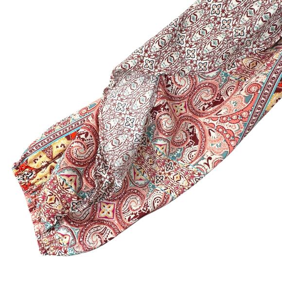 INC Large Cropped Top Geometric Smocked Off-Shoulder Ruffled Balloon Sleeves - Picture 3 of 9